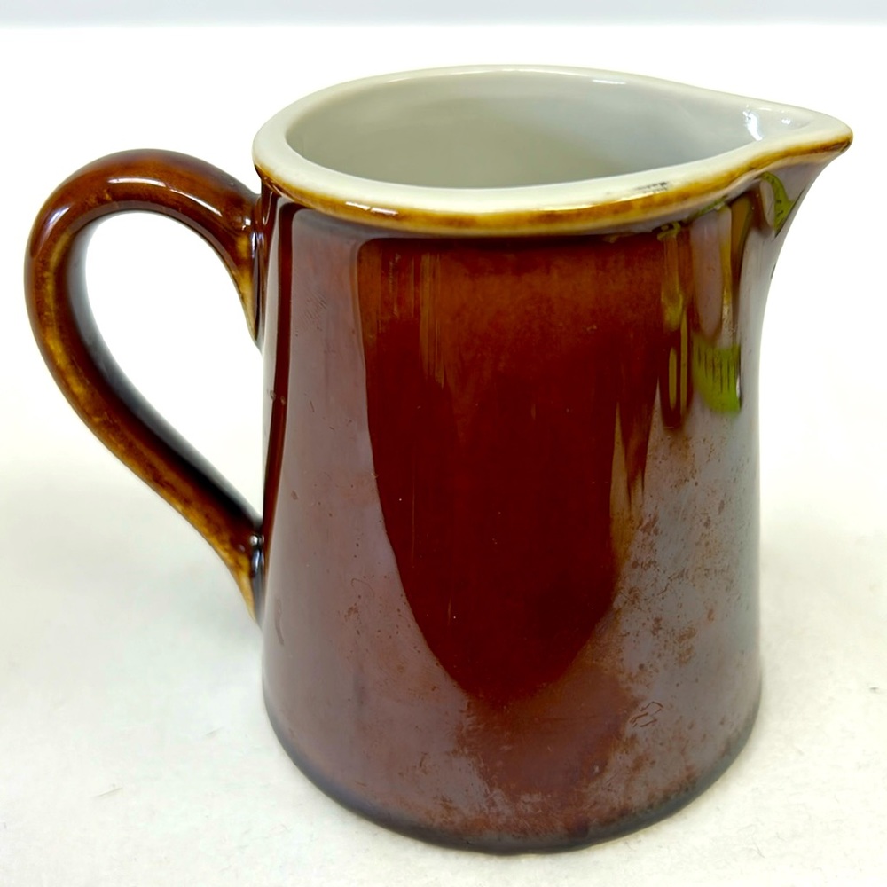 Retro ceramic   HALL restaurant-ware   brown  glazed  exterior creamer USA